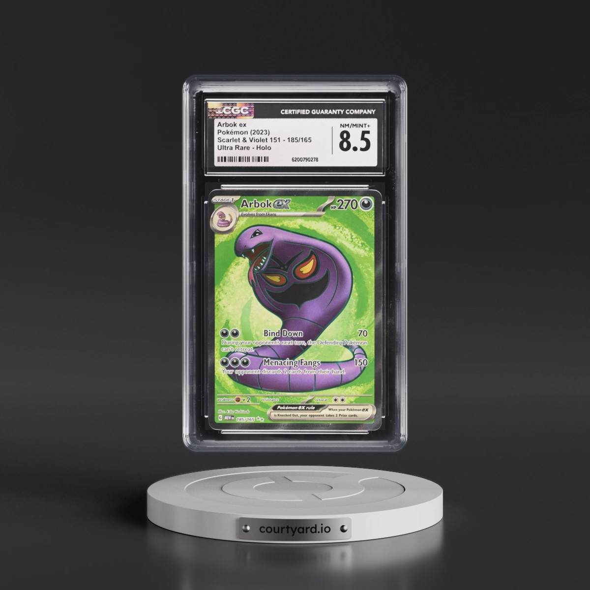 2023 Scarlet & Violet 151 - MEW EN #185/165 Arbok ex - Ultra Rare Holo (CGC 8.5 NM-MT+)