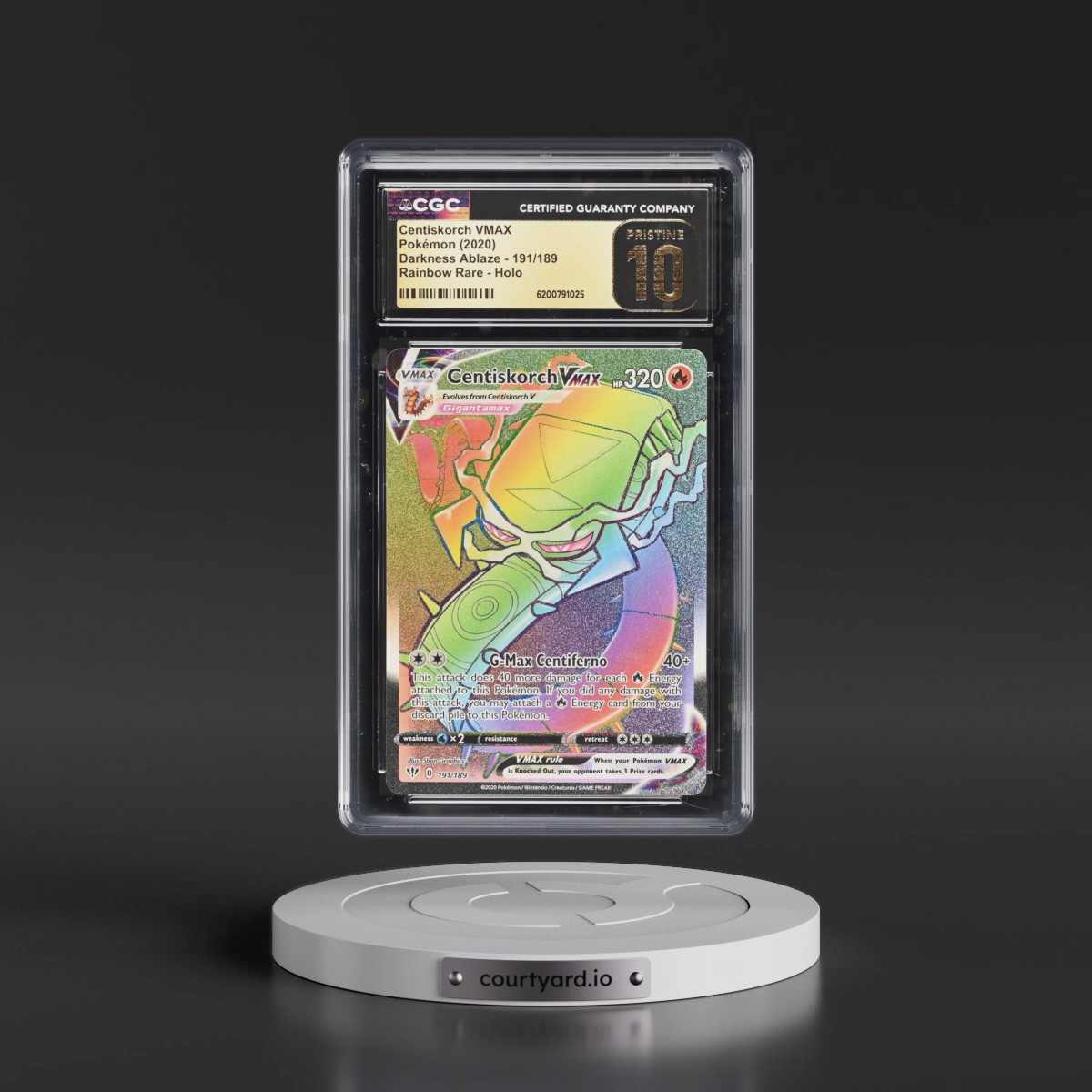 2020 Darkness Ablaze Centiskorch VMAX - Rainbow Rare Holo #191/189 CGC 10