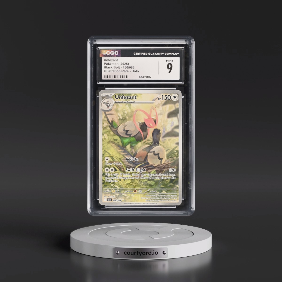 2025 Black Bolt - BLK EN Unfezant - Illustration Rare Holo #150/086 CGC 9