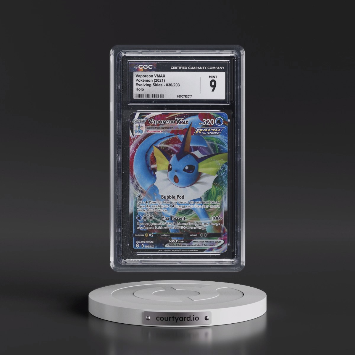 2021 Evolving Skies #030/203 Vaporeon VMAX - Holo (CGC 9 MINT)