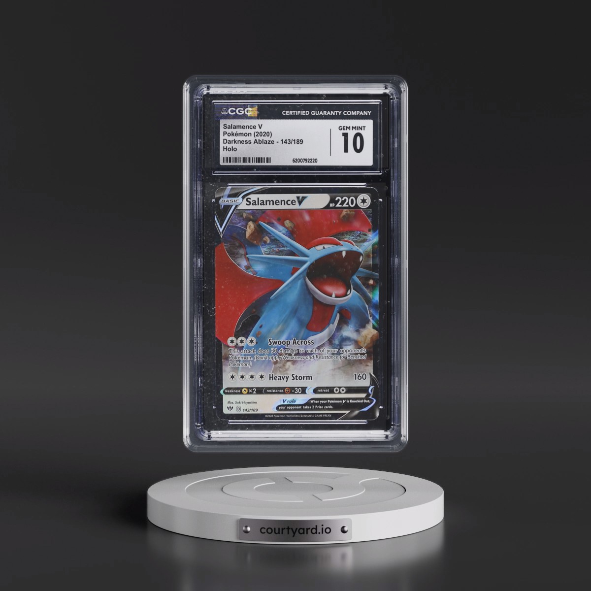 2020 Darkness Ablaze #143/189 Salamence V - Holo (CGC 10 GEM MINT)