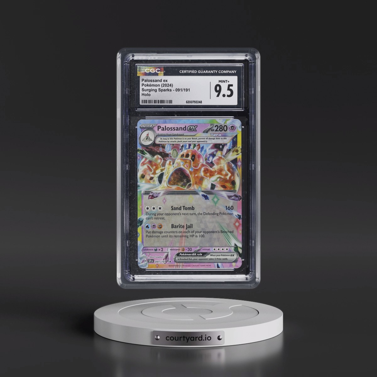2024 Surging Sparks - SSP EN #091/191 Palossand ex - Holo (CGC 9.5 MINT+)