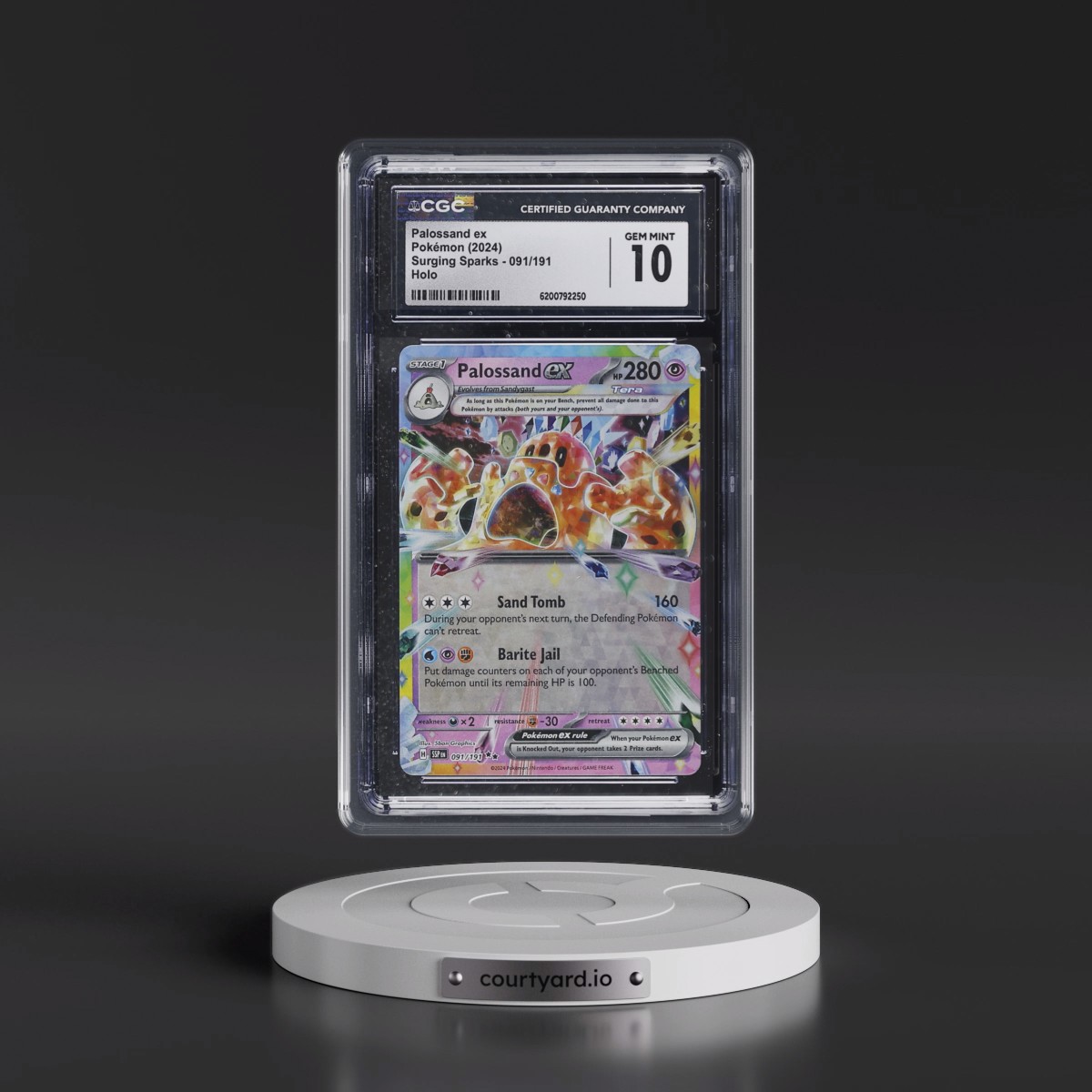 2024 Surging Sparks - SSP EN #091/191 Palossand ex - Holo (CGC 10 GEM MINT)