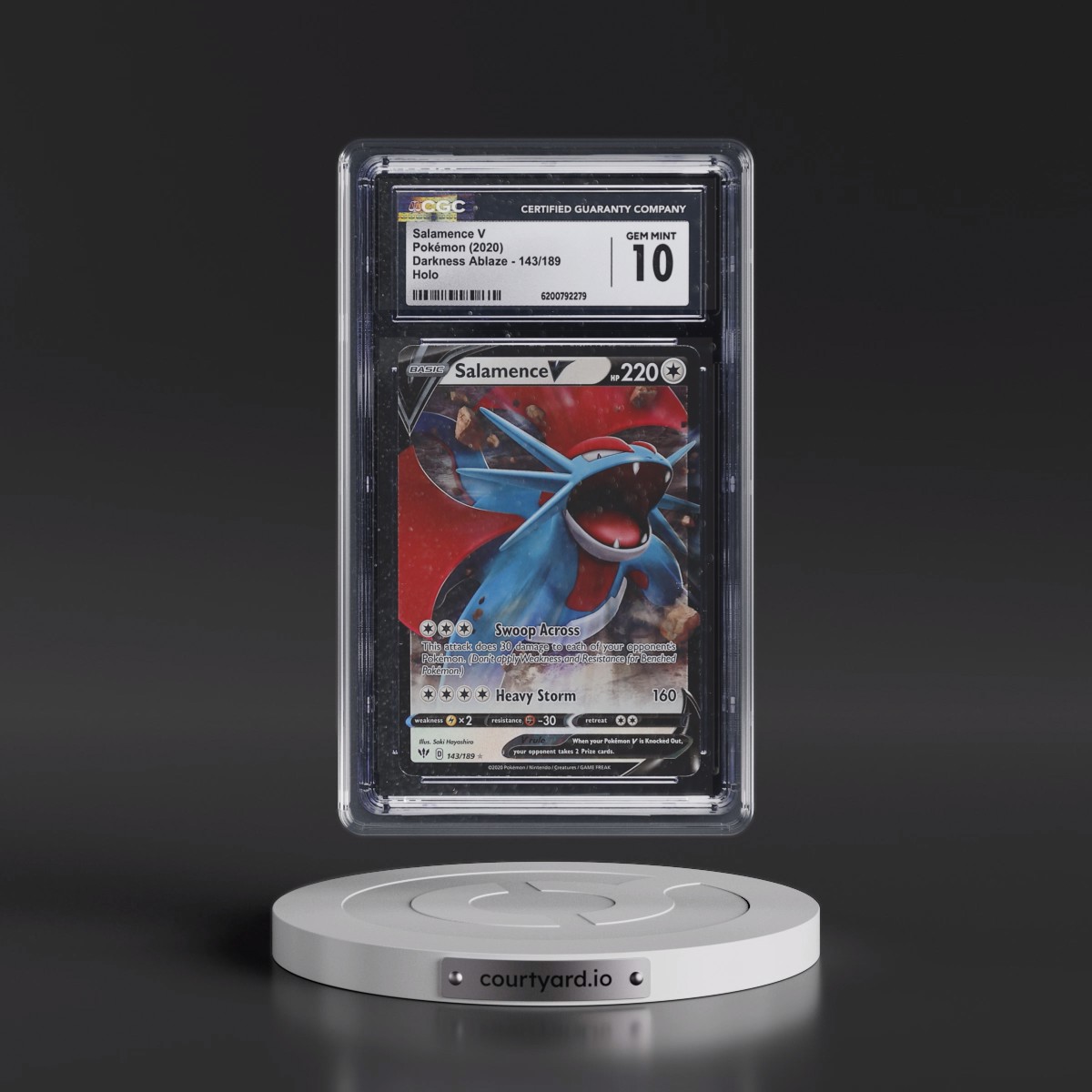 2020 Darkness Ablaze #143/189 Salamence V - Holo (CGC 10 GEM MINT)