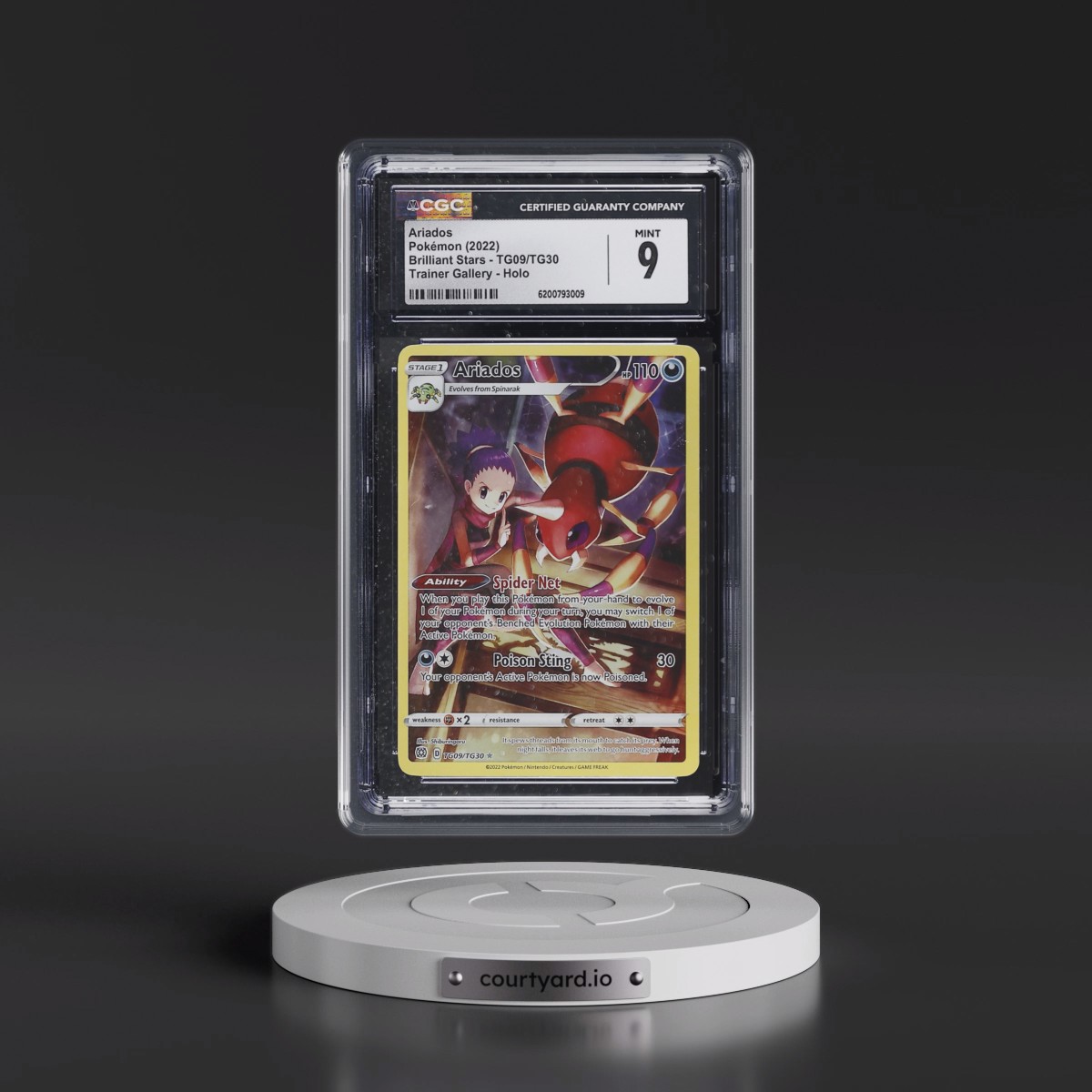 2022 Brilliant Stars Ariados - Trainer Gallery Holo #TG09/TG30 CGC 9