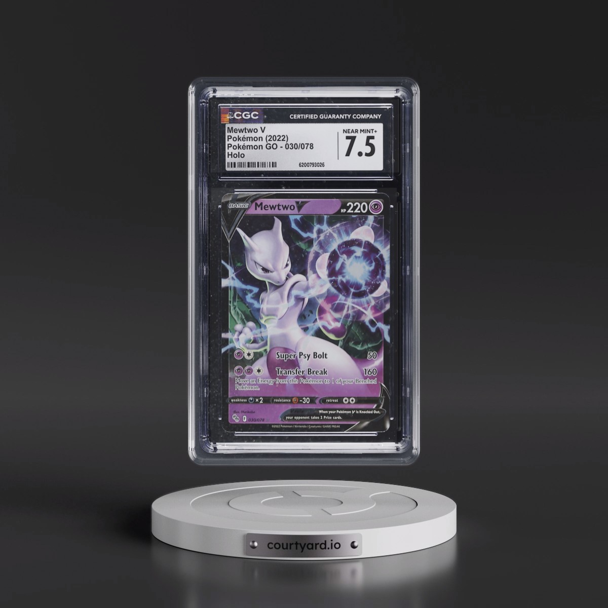 2022 Pokémon GO #030/078 Mewtwo V - Holo (CGC 7.5 NM+)