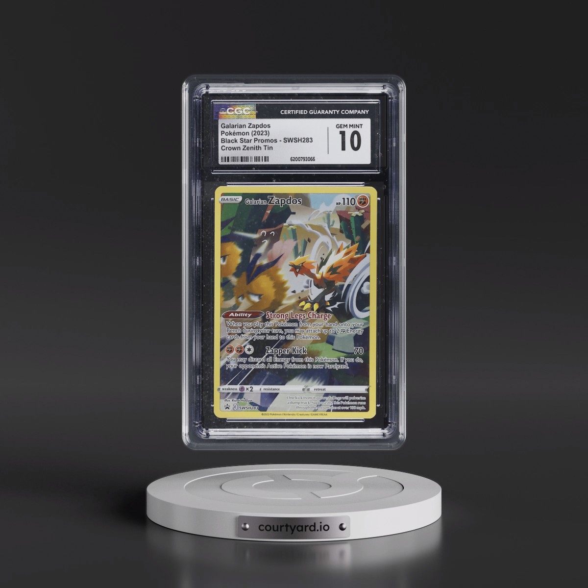 2017 Black Star Promos - Sword & Shield #SWSH283 Galarian Zapdos - Crown Zenith Tin (Holo) (CGC 10 GEM MINT)