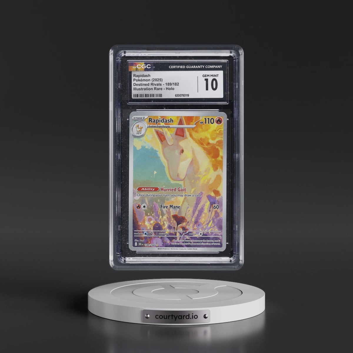 2025 Destined Rivals - DRI EN #189/182 Rapidash - Illustration Rare Holo (CGC 10 GEM MINT)