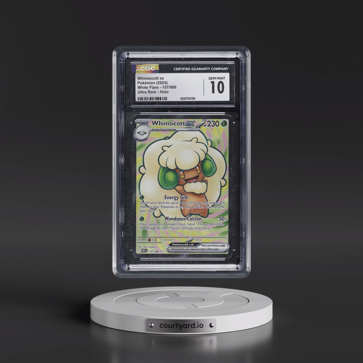 2025 White Flare - WHT EN #157/086 Whimsicott ex - Ultra Rare Holo (CGC 10 GEM MINT)