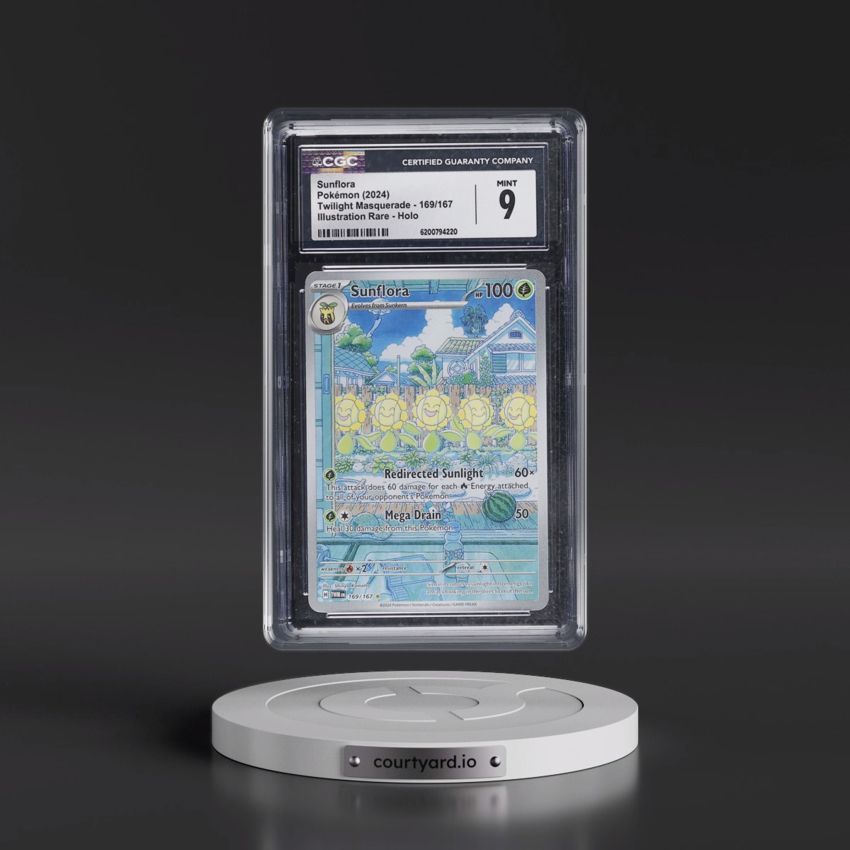2024 Twilight Masquerade - TWM EN #169/167 Sunflora - Illustration Rare Holo (CGC 9 MINT)