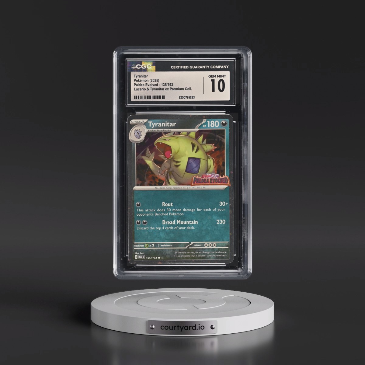 2023 Paldea Evolved - PAL EN #135/193 Tyranitar - Lucario & Tyranitar ex Premium Collection (Cosmos Holo) (CGC 10 GEM MINT)