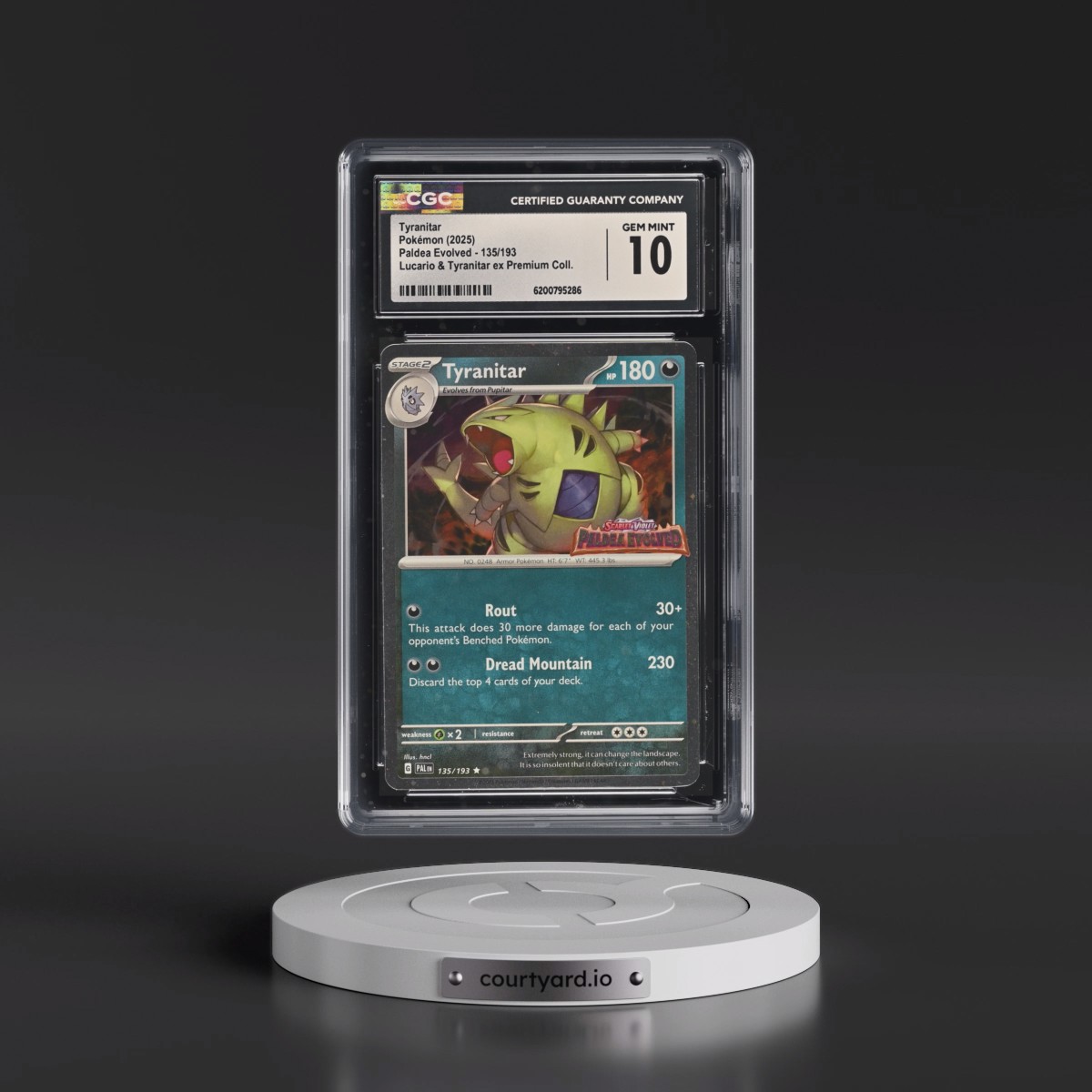 2023 Paldea Evolved - PAL EN #135/193 Tyranitar - Lucario & Tyranitar ex Premium Collection (Cosmos Holo) (CGC 10 GEM MINT)