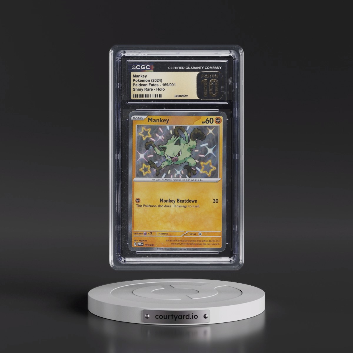 2024 Paldean Fates - PAF EN Mankey - Shiny Rare Holo #169/091 CGC 10