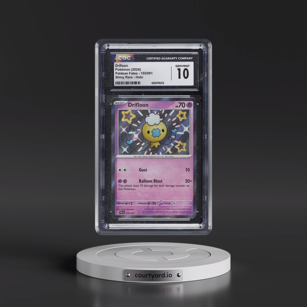 2024 Paldean Fates - PAF EN #155/091 Drifloon - Shiny Rare Holo (CGC 10 GEM MINT)