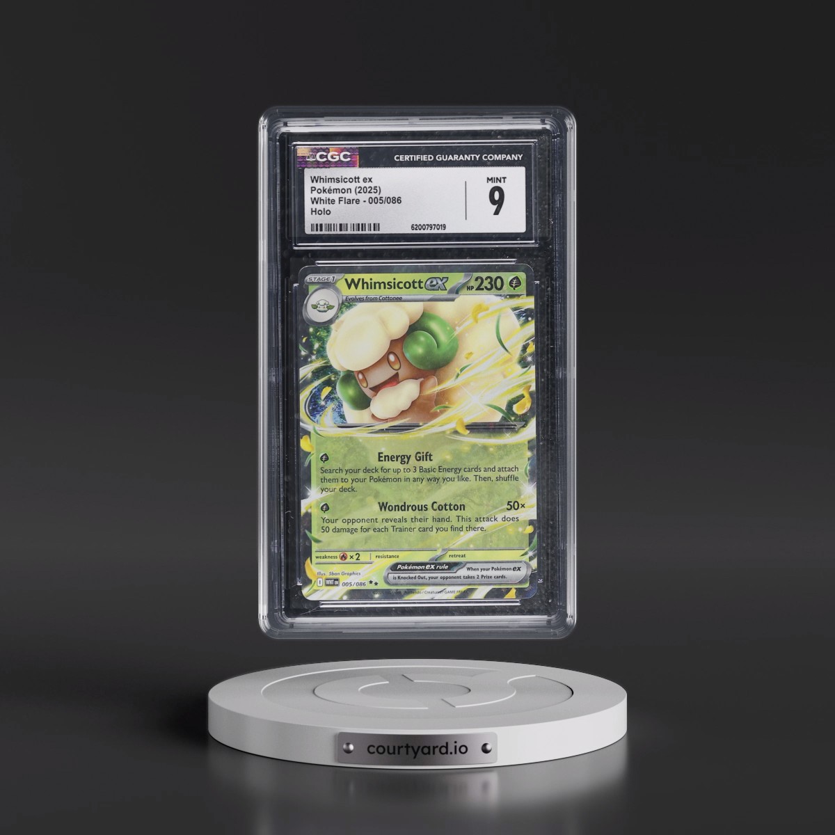 2025 White Flare - WHT EN Whimsicott ex - Holo #005/086 CGC 9