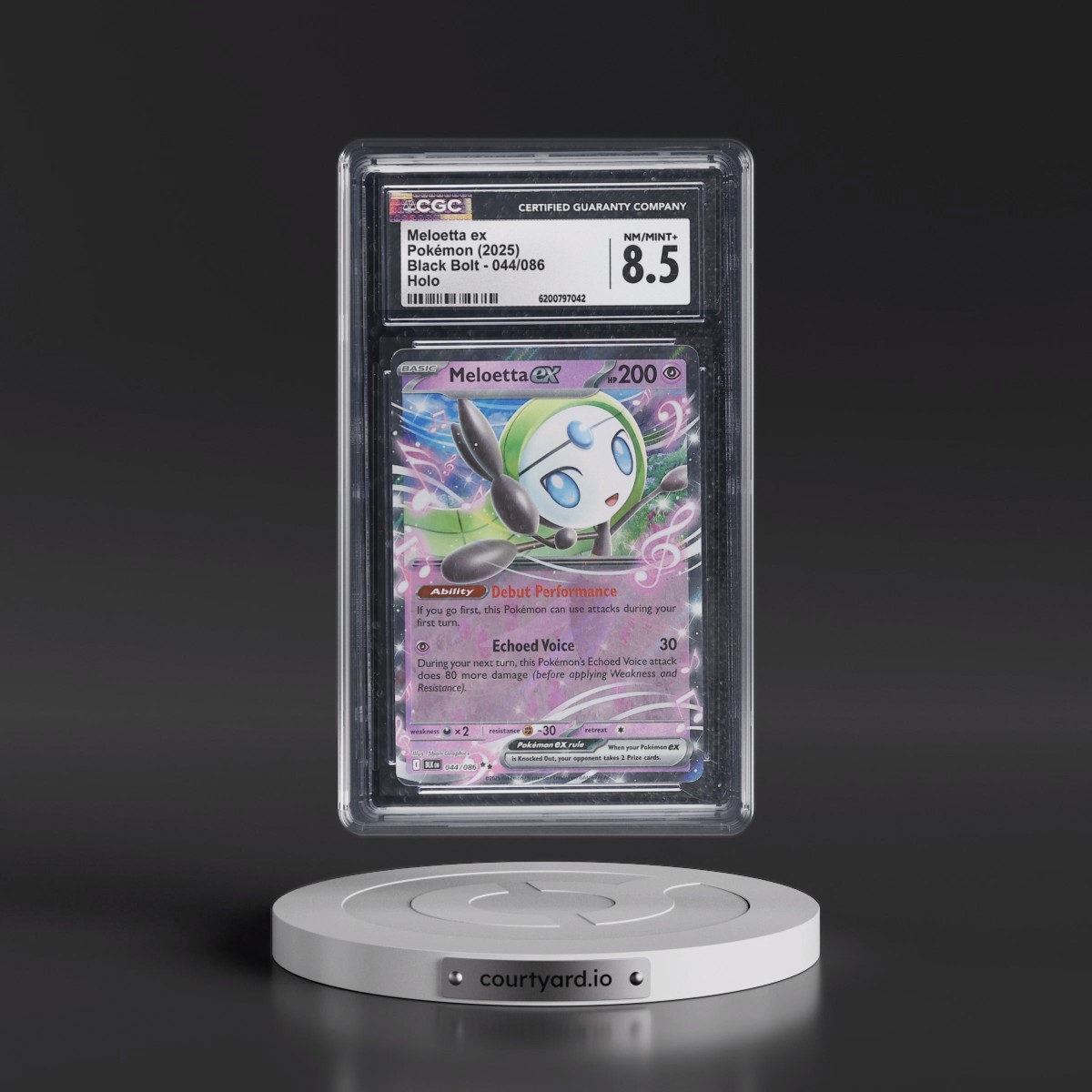 2025 Black Bolt - BLK EN Meloetta ex - Holo #044/086 CGC 8.5