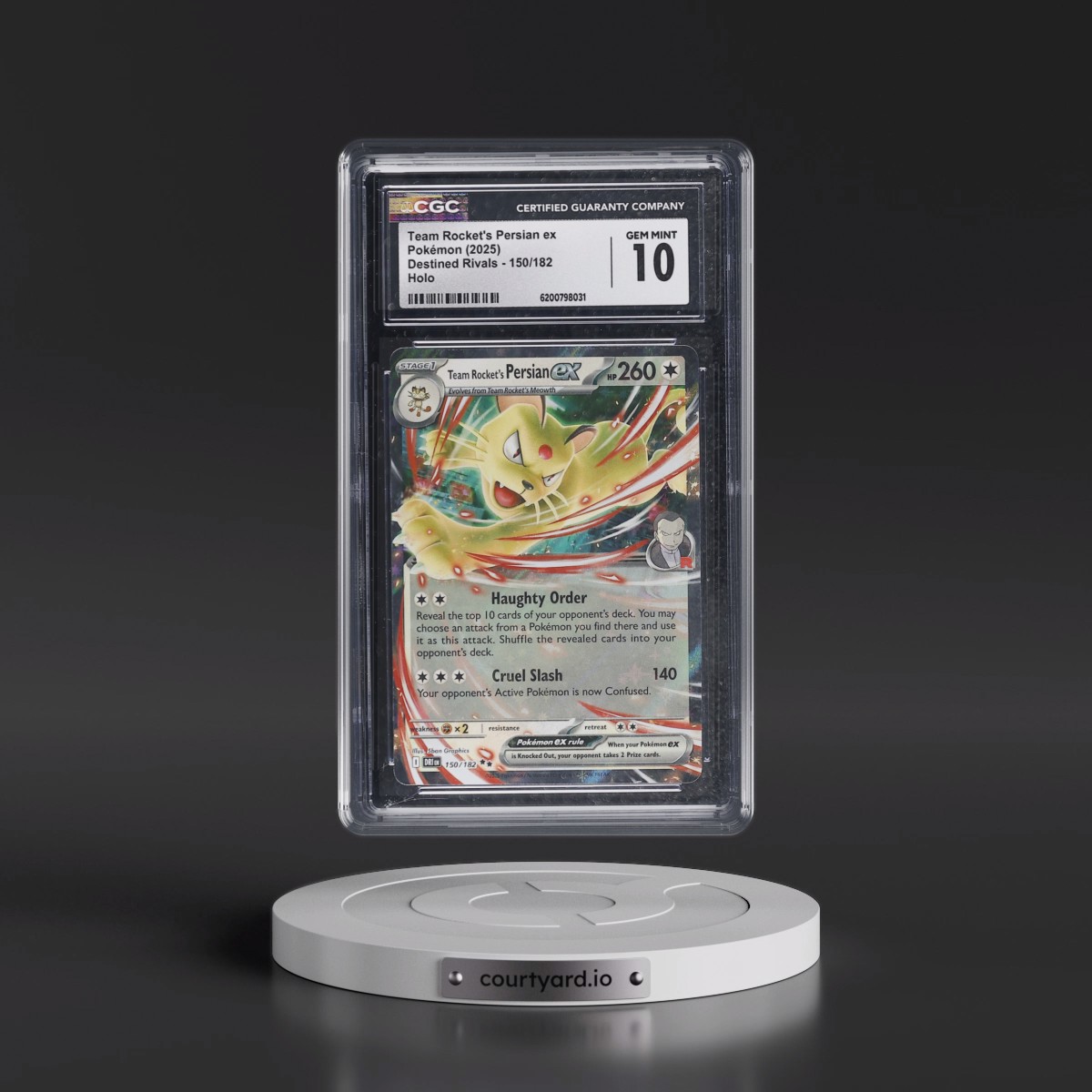 2025 Destined Rivals - DRI EN Team Rocket's Persian ex - Holo #150/182 CGC 10