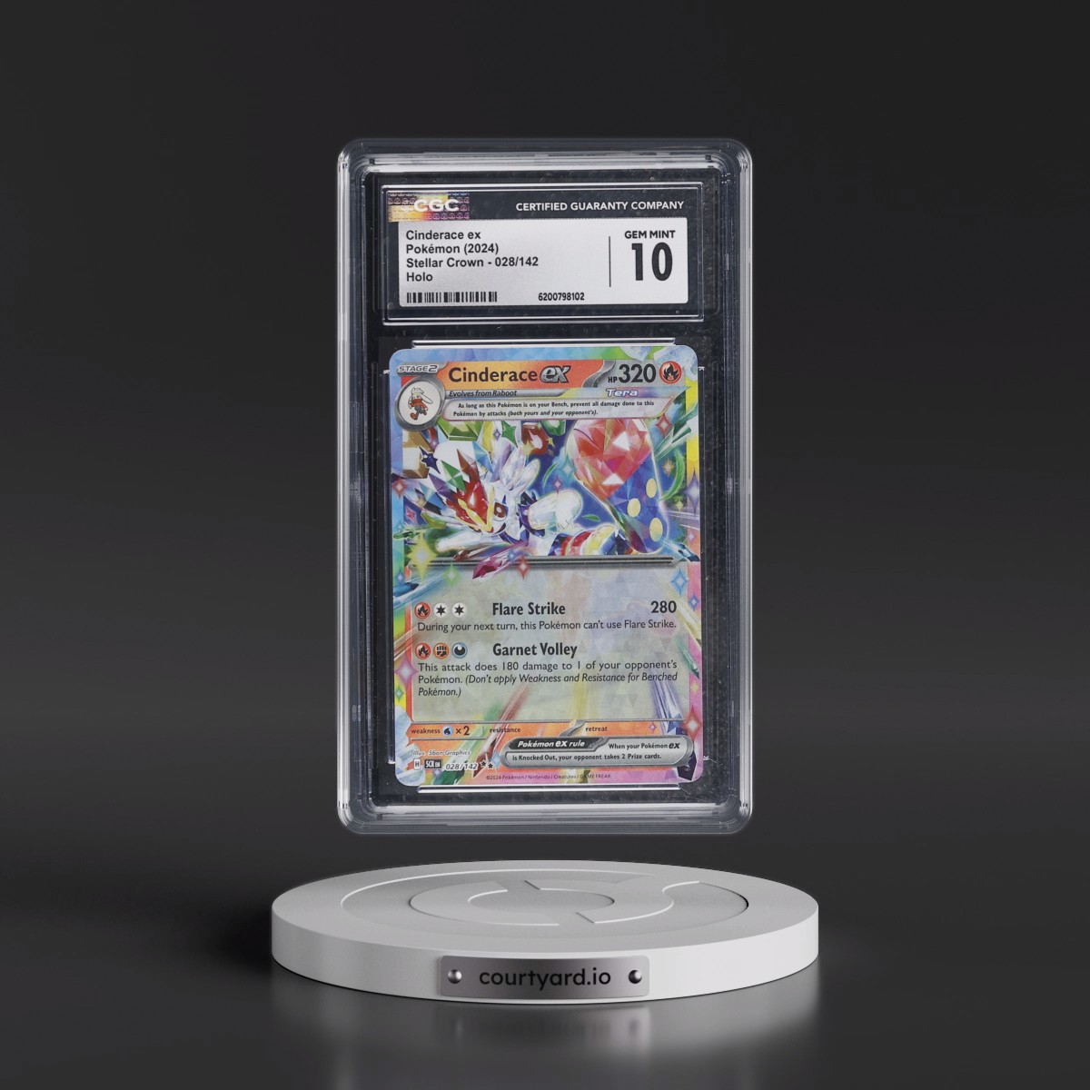 2024 Stellar Crown - SCR EN #028/142 Cinderace ex - Holo (CGC 10 GEM MINT)