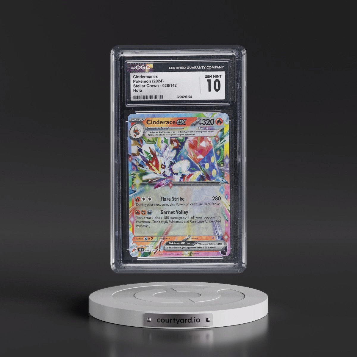 2024 Stellar Crown - SCR EN #028/142 Cinderace ex - Holo (CGC 10 GEM MINT)