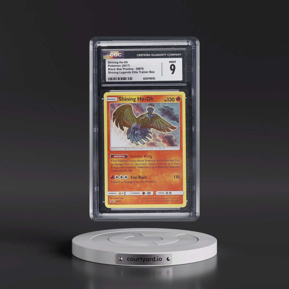 2016 Black Star Promos - Sun & Moon #SM70 Shining Ho-Oh - Shining Legends Elite Trainer Box (Holo) (CGC 9 MINT)