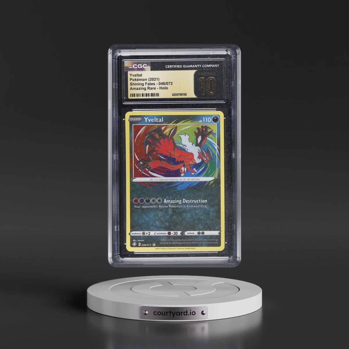 2021 Shining Fates #046/072 Yveltal - Amazing Rare Holo (CGC 10 PRISTINE)