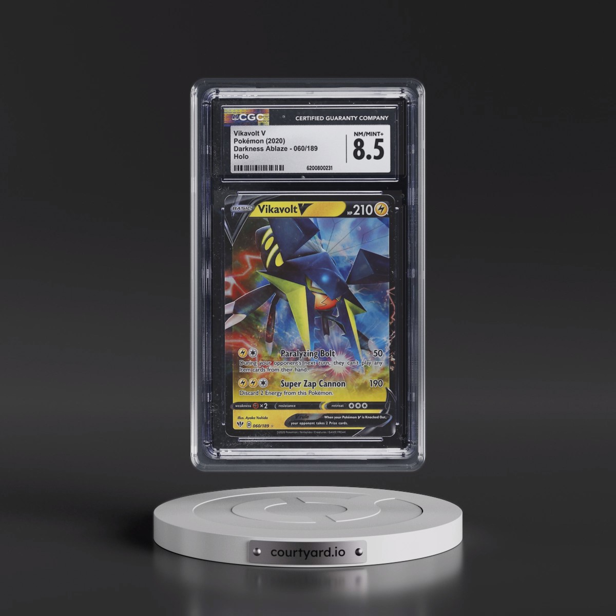 2020 Darkness Ablaze #060/189 Vikavolt V - Holo (CGC 8.5 NM-MT+)