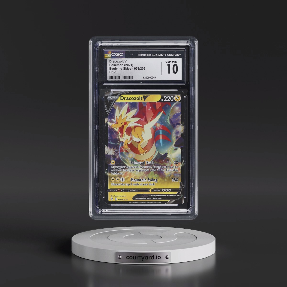 2021 Evolving Skies #058/203 Dracozolt V - Holo (CGC 10 GEM MINT)