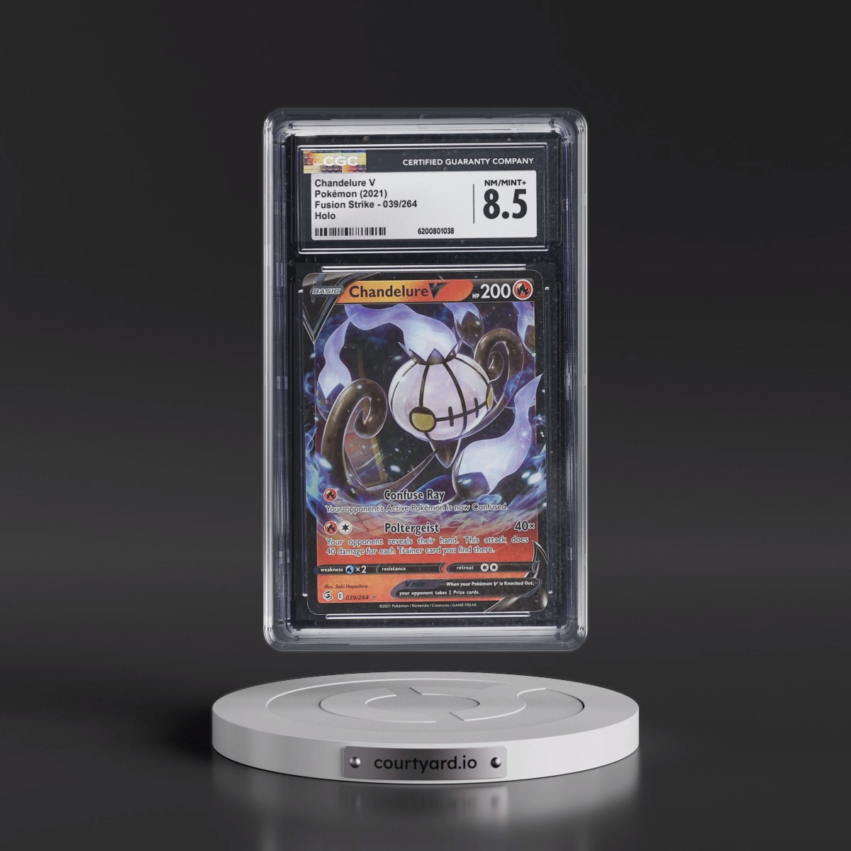 2019 Fusion Strike #039/264 Chandelure V - Holo (CGC 8.5 NM-MT+)
