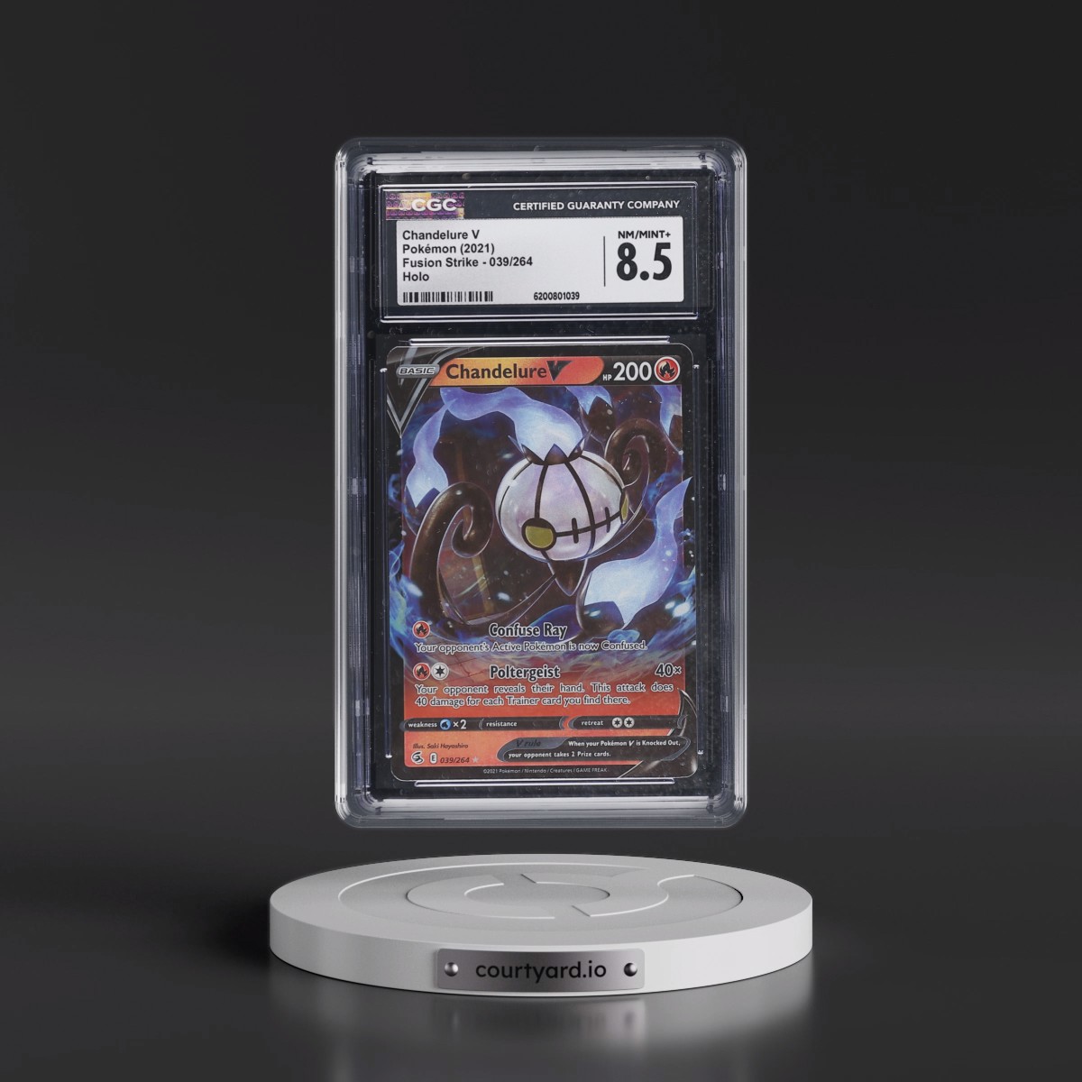 2019 Fusion Strike #039/264 Chandelure V - Holo (CGC 8.5 NM-MT+)