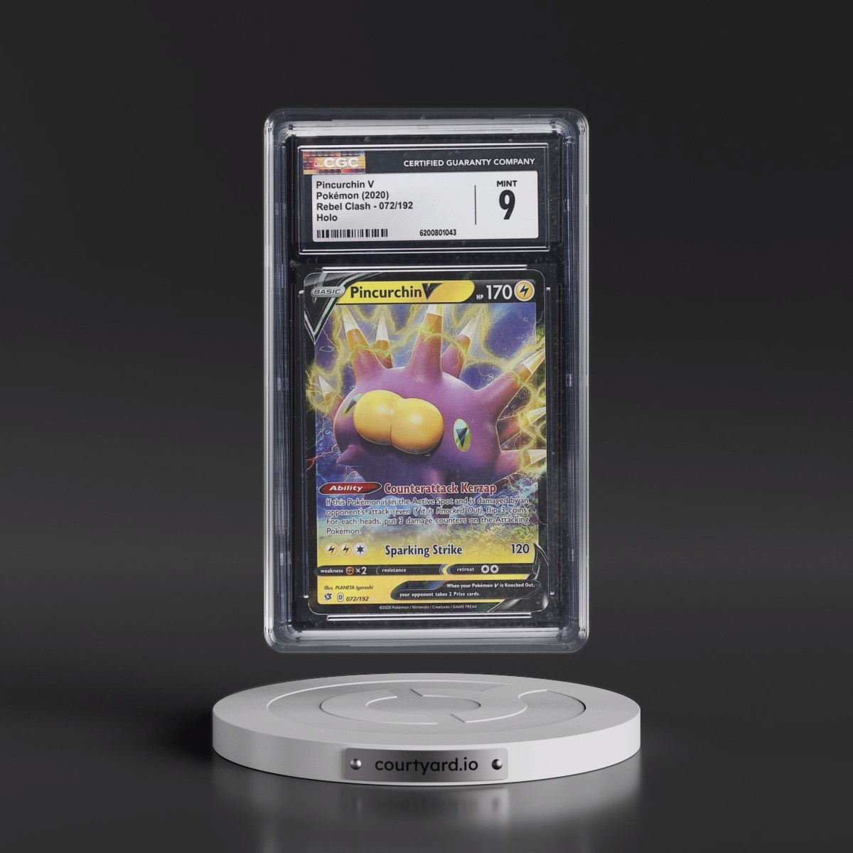 2020 Rebel Clash #072/192 Pincurchin V - Holo (CGC 9 MINT)