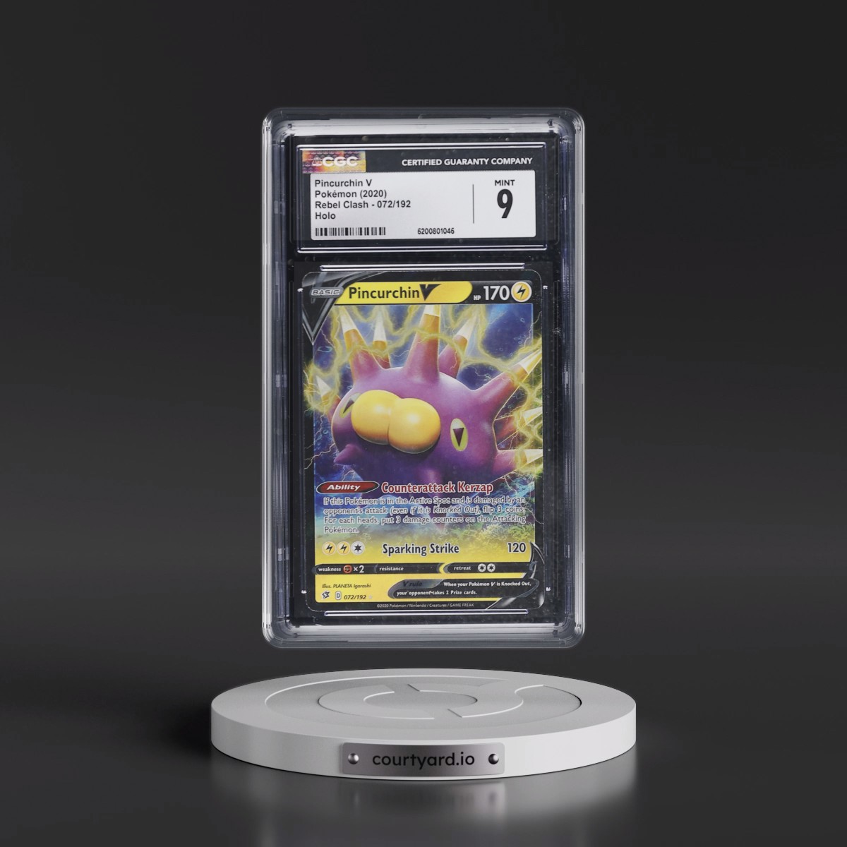 2020 Rebel Clash #072/192 Pincurchin V - Holo (CGC 9 MINT)