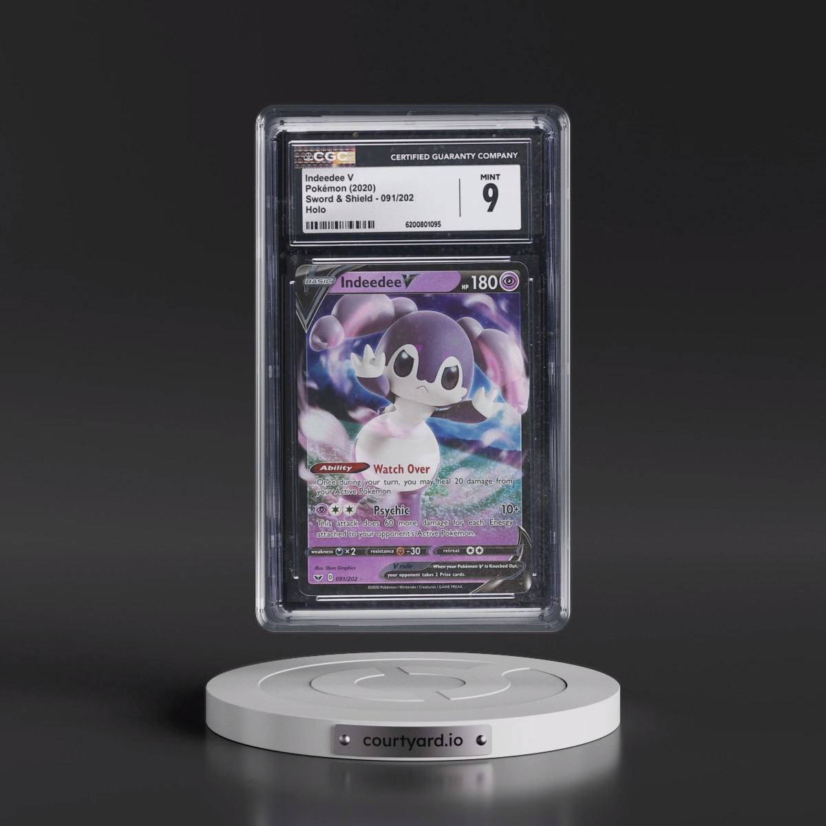 2020 Sword & Shield #091/202 Indeedee V - Holo (CGC 9 MINT)