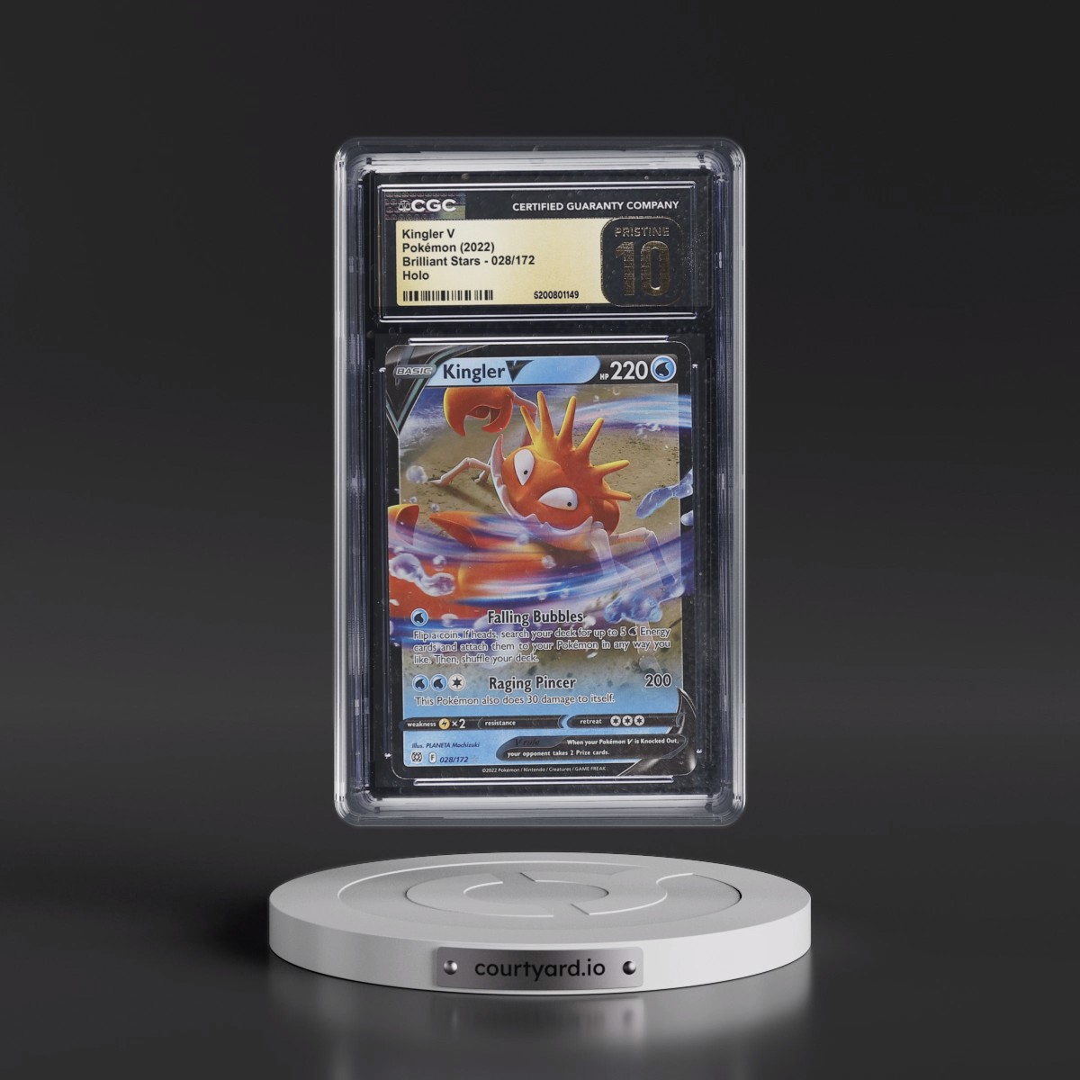 2022 Brilliant Stars #028/172 Kingler V - Holo (CGC 10 PRISTINE)