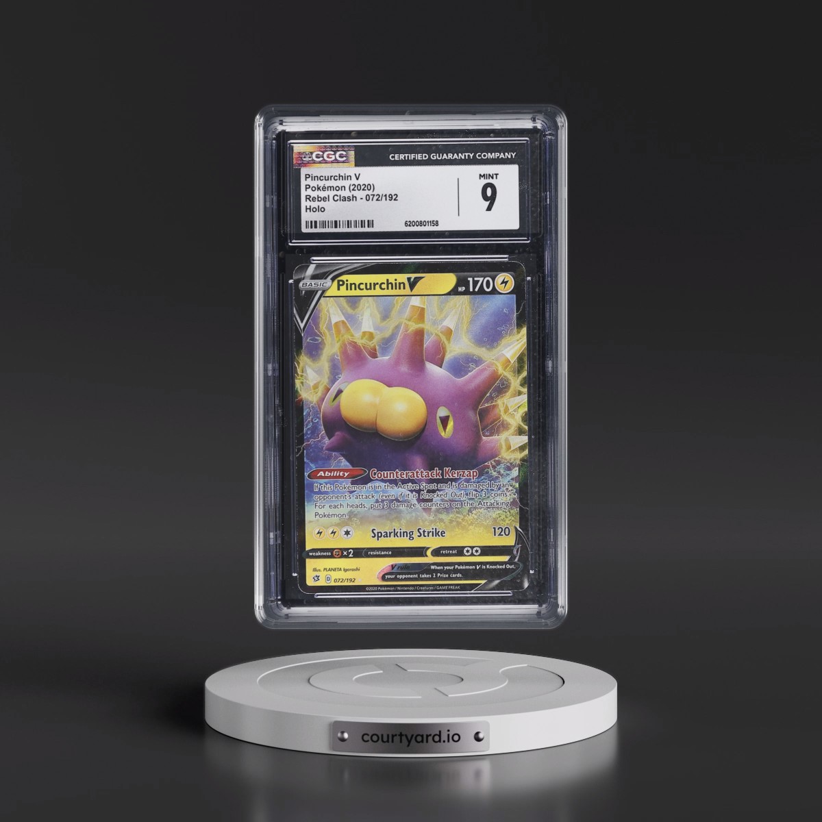 2020 Rebel Clash #072/192 Pincurchin V - Holo (CGC 9 MINT)