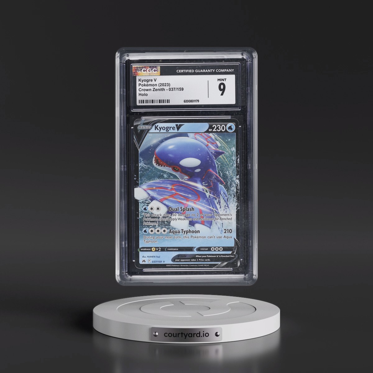 2023 Crown Zenith #037/159 Kyogre V - Holo (CGC 9 MINT)
