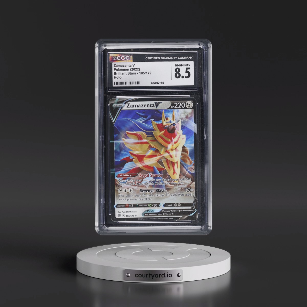 2022 Brilliant Stars #105/172 Zamazenta V - Holo (CGC 8.5 NM-MT+)