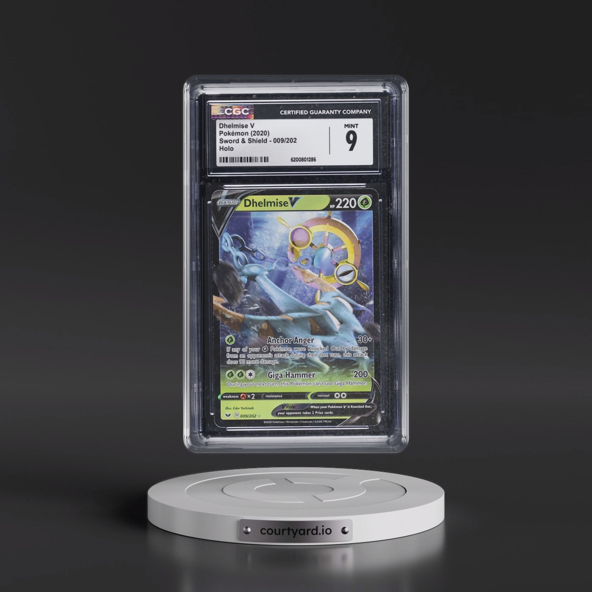 2020 Sword & Shield #009/202 Dhelmise V - Holo (CGC 9 MINT)