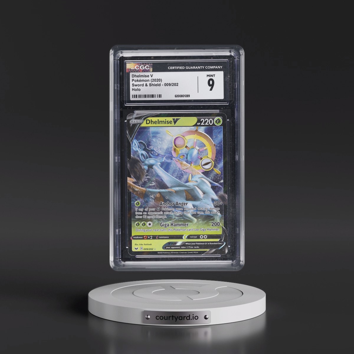 2020 Sword & Shield #009/202 Dhelmise V - Holo (CGC 9 MINT)