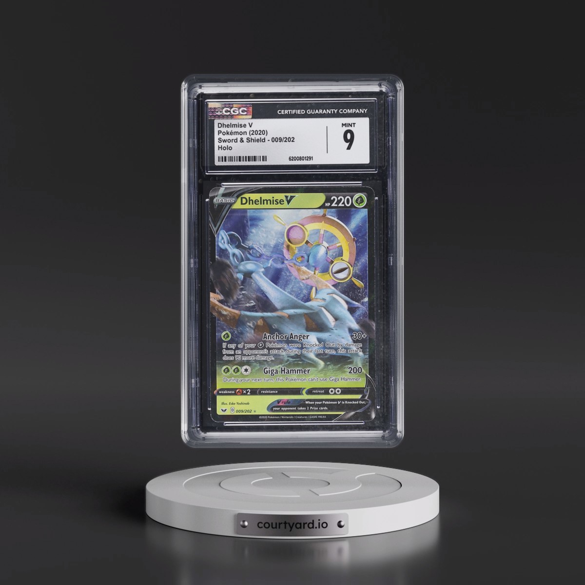 2020 Sword & Shield #009/202 Dhelmise V - Holo (CGC 9 MINT)