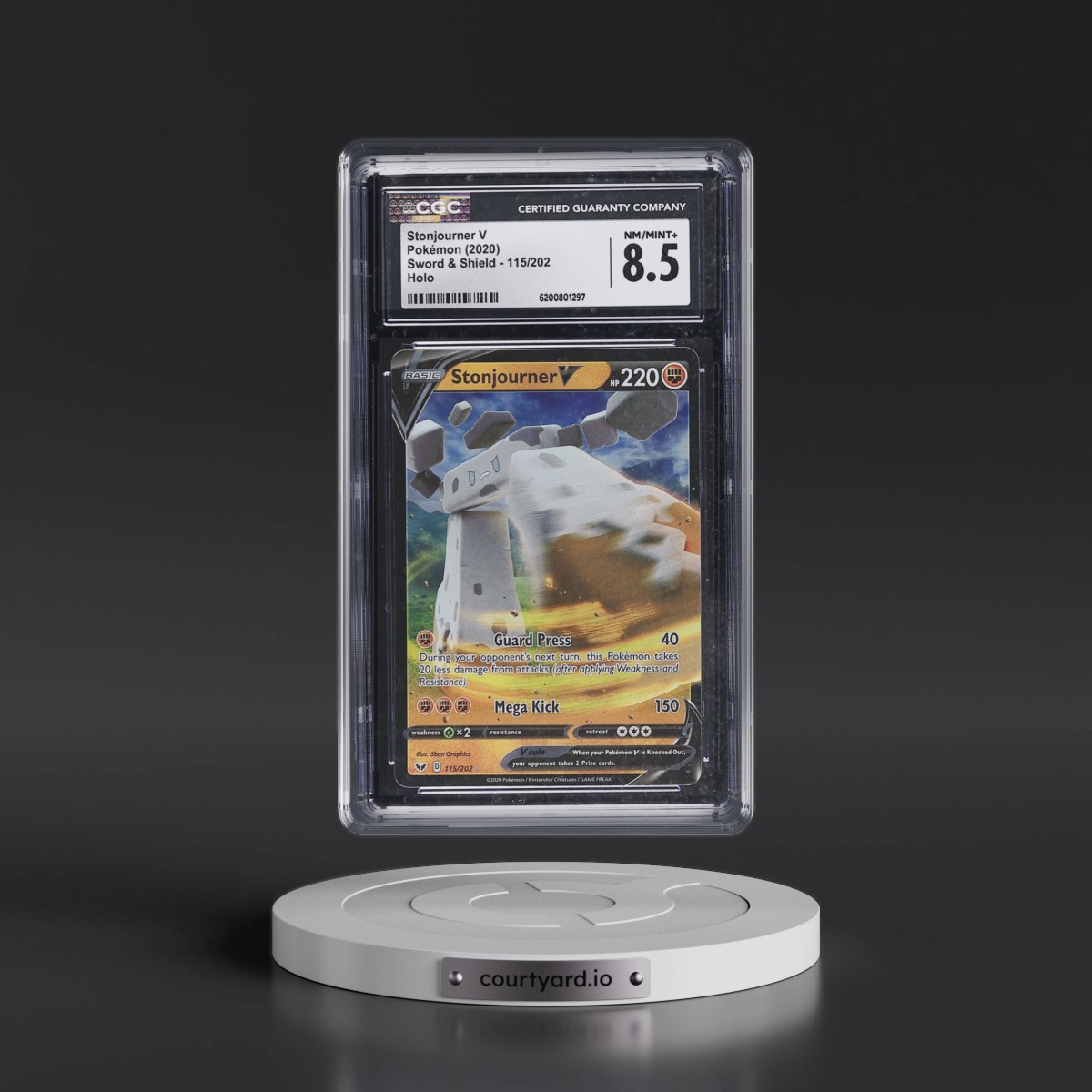 2020 Sword & Shield #115/202 Stonjourner V - Holo (CGC 8.5 NM-MT+)