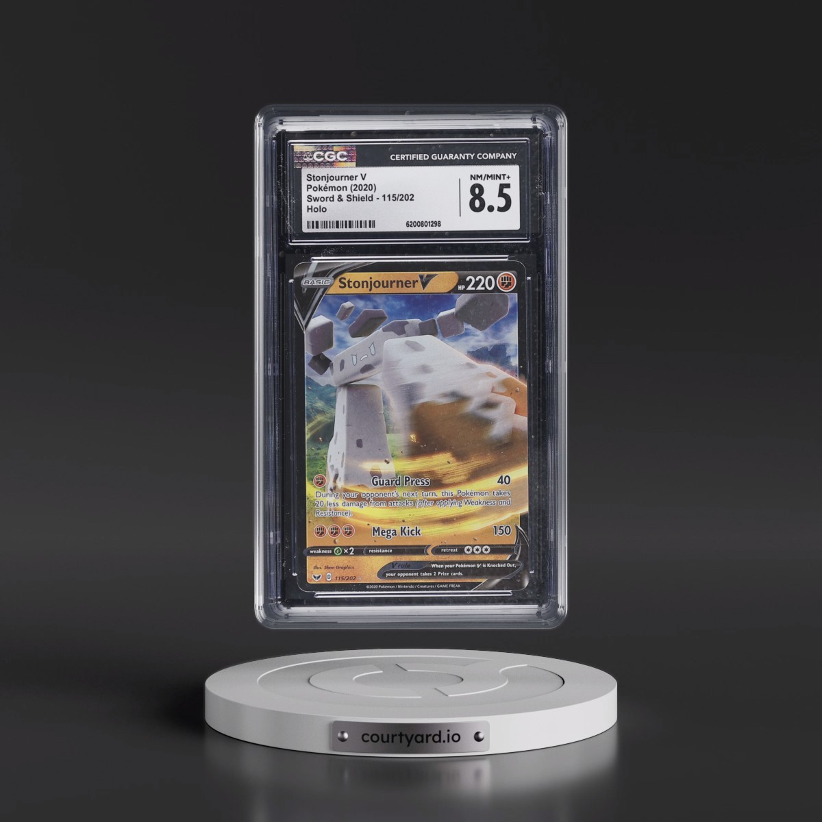 2020 Sword & Shield #115/202 Stonjourner V - Holo (CGC 8.5 NM-MT+)