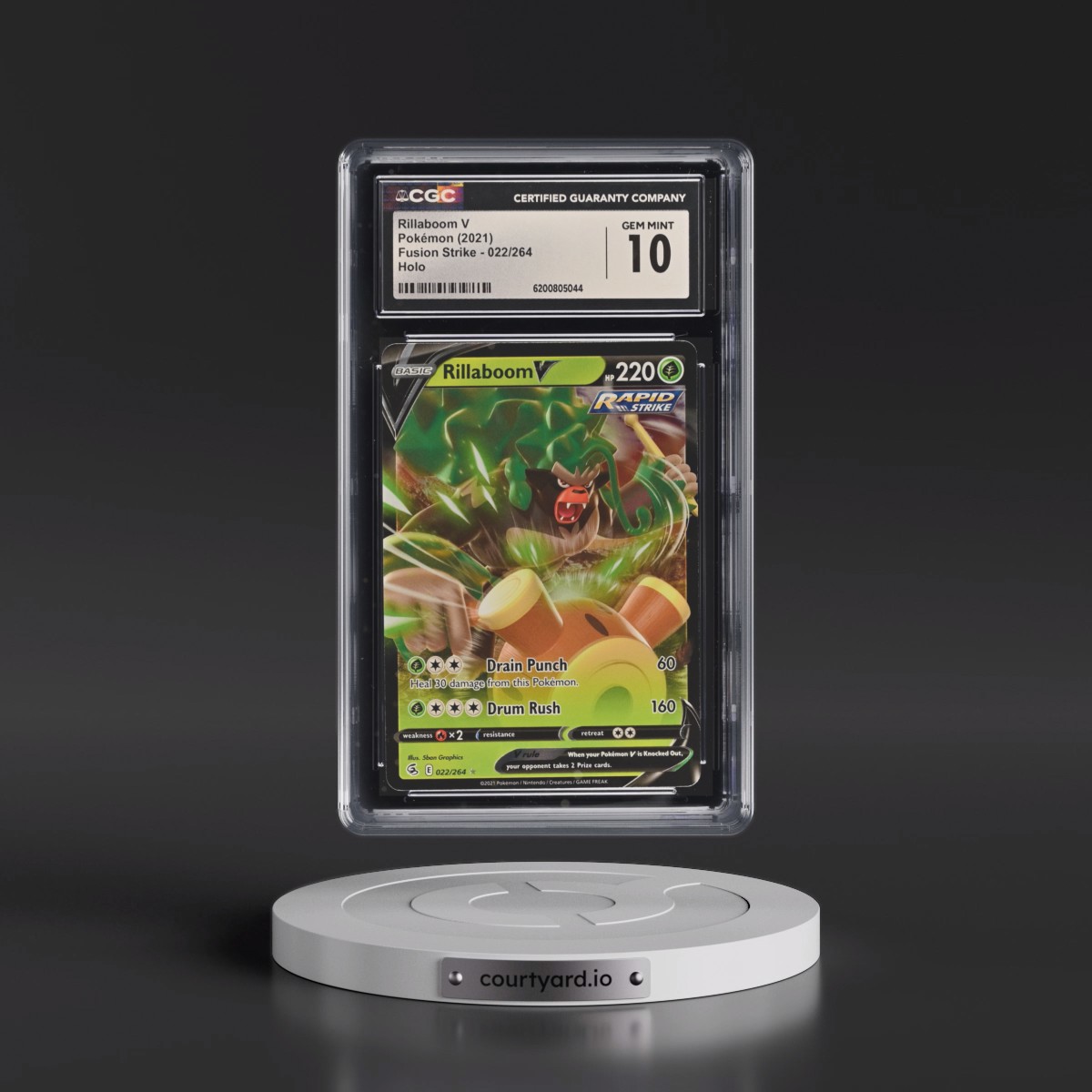 2019 Fusion Strike #022/264 Rillaboom V - Holo (CGC 10 GEM MINT)