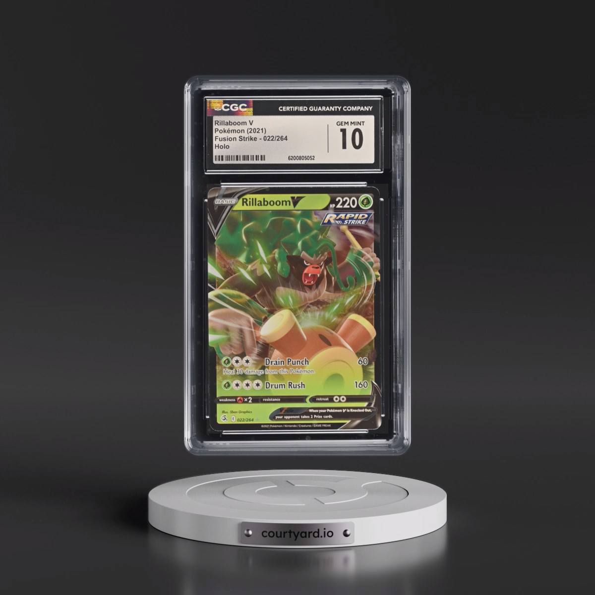 2019 Fusion Strike #022/264 Rillaboom V - Holo (CGC 10 GEM MINT)