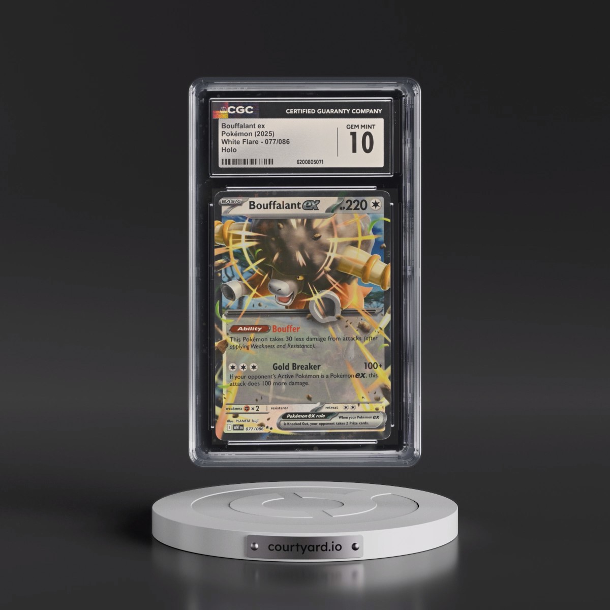 2025 White Flare - WHT EN #077/086 Bouffalant ex - Holo (CGC 10 GEM MINT)