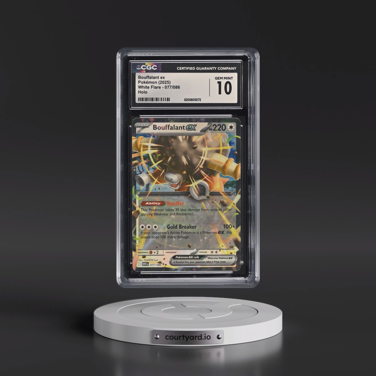 2025 White Flare - WHT EN #077/086 Bouffalant ex - Holo (CGC 10 GEM MINT)