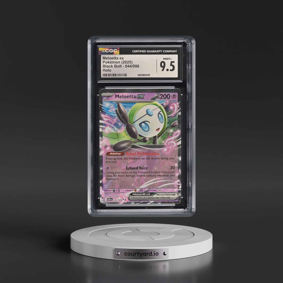 2025 Black Bolt - BLK EN #044/086 Meloetta ex - Holo (CGC 9.5 MINT+)
