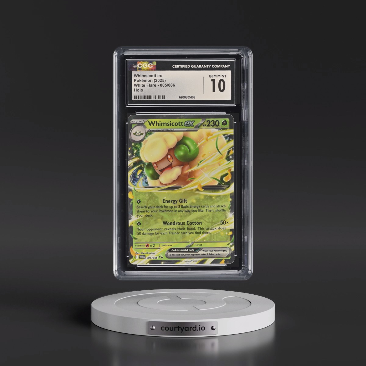 2025 White Flare - WHT EN #005/086 Whimsicott ex - Holo (CGC 10 GEM MINT)