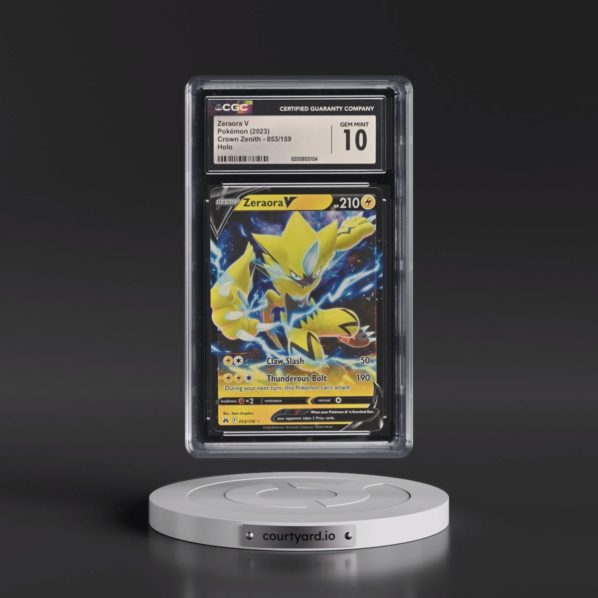 2023 Crown Zenith #053/159 Zeraora V - Holo (CGC 10 GEM MINT)