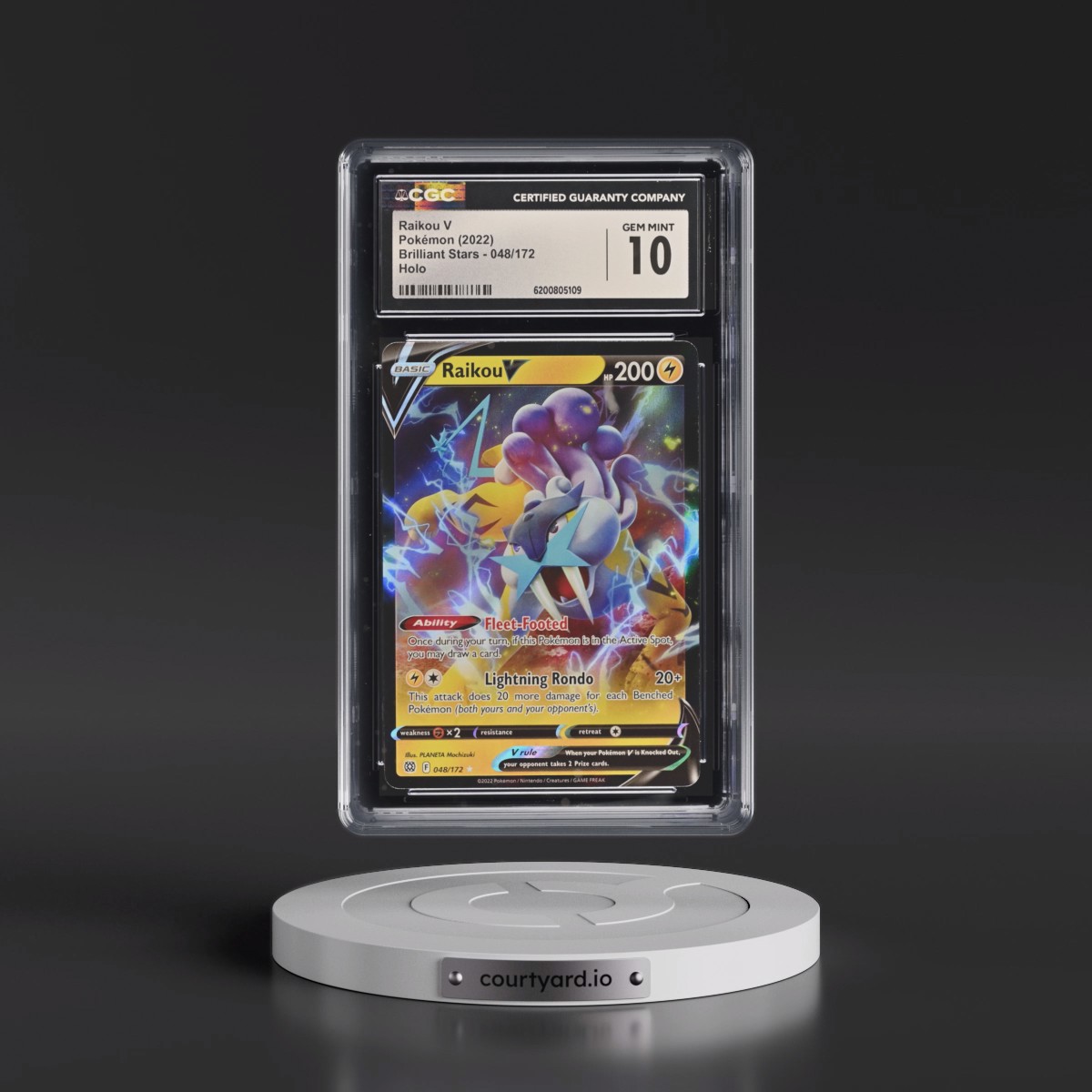 2022 Brilliant Stars #048/172 Raikou V - Holo (CGC 10 GEM MINT)