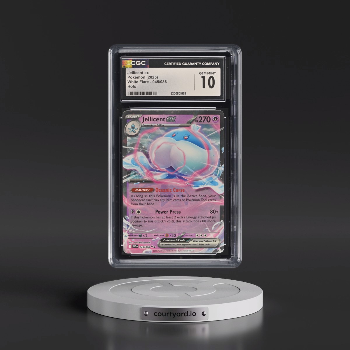 2025 White Flare - WHT EN #045/086 Jellicent ex - Holo (CGC 10 GEM MINT)